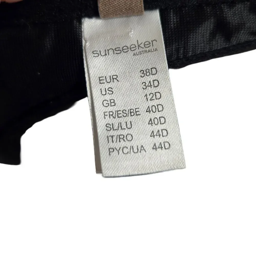 Sunseeker Australia Matching Black Floral Swim Vacation Bikini Set | 34D & M